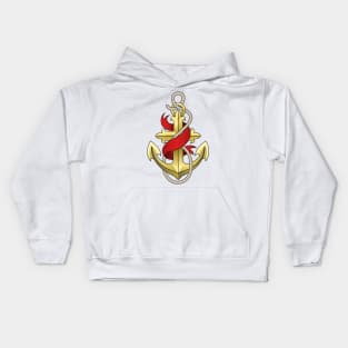 Golden Anchor with Ribbon Colorful Illustration Kids Hoodie